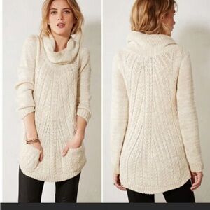 Anthropologie Guinevere Cowl Mohair Wool Knit Oat Sweater Women’s Size Sm Boho
